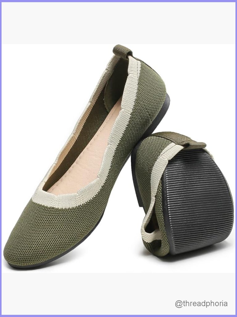 Women's Ballet Flats With Petal Collar - Memory Foam Insole